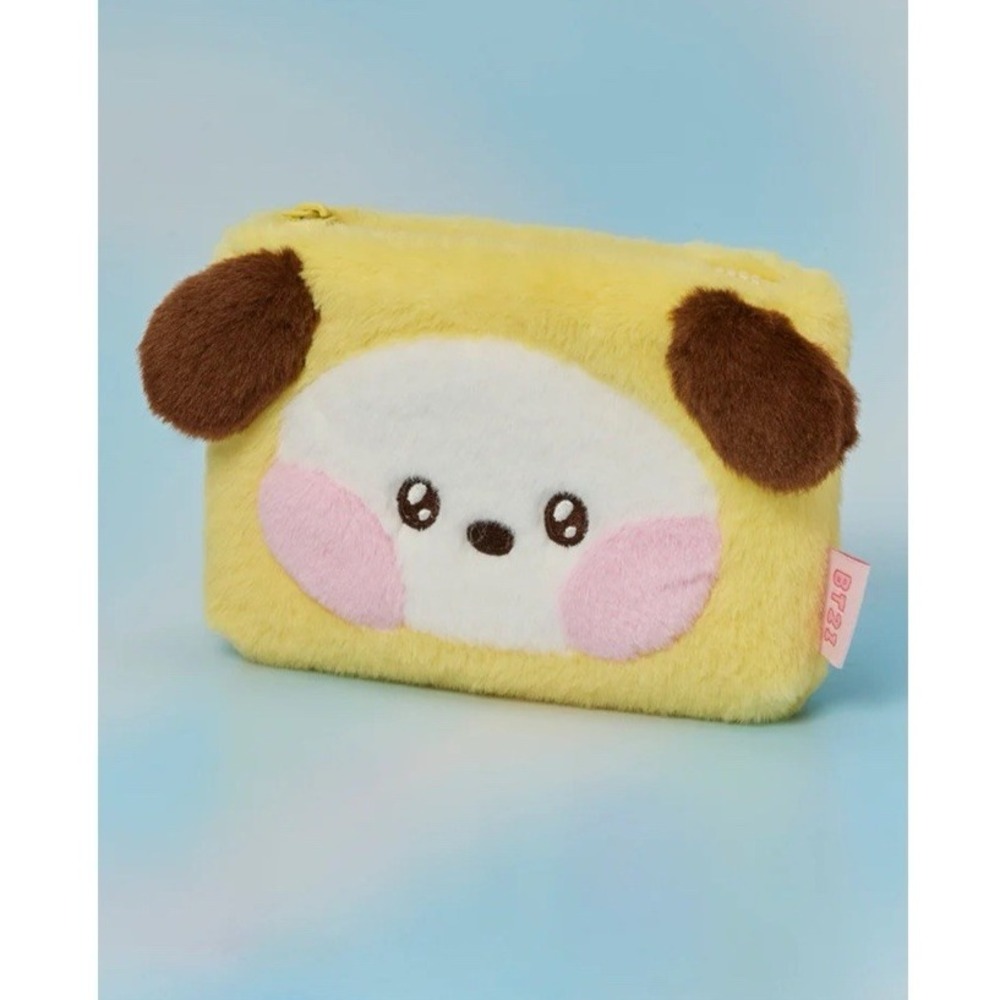 BTS BT21 Official Authentic Chimmy Makeup Pouch Bag Clutch Kpop Fuzzy New in Bag
